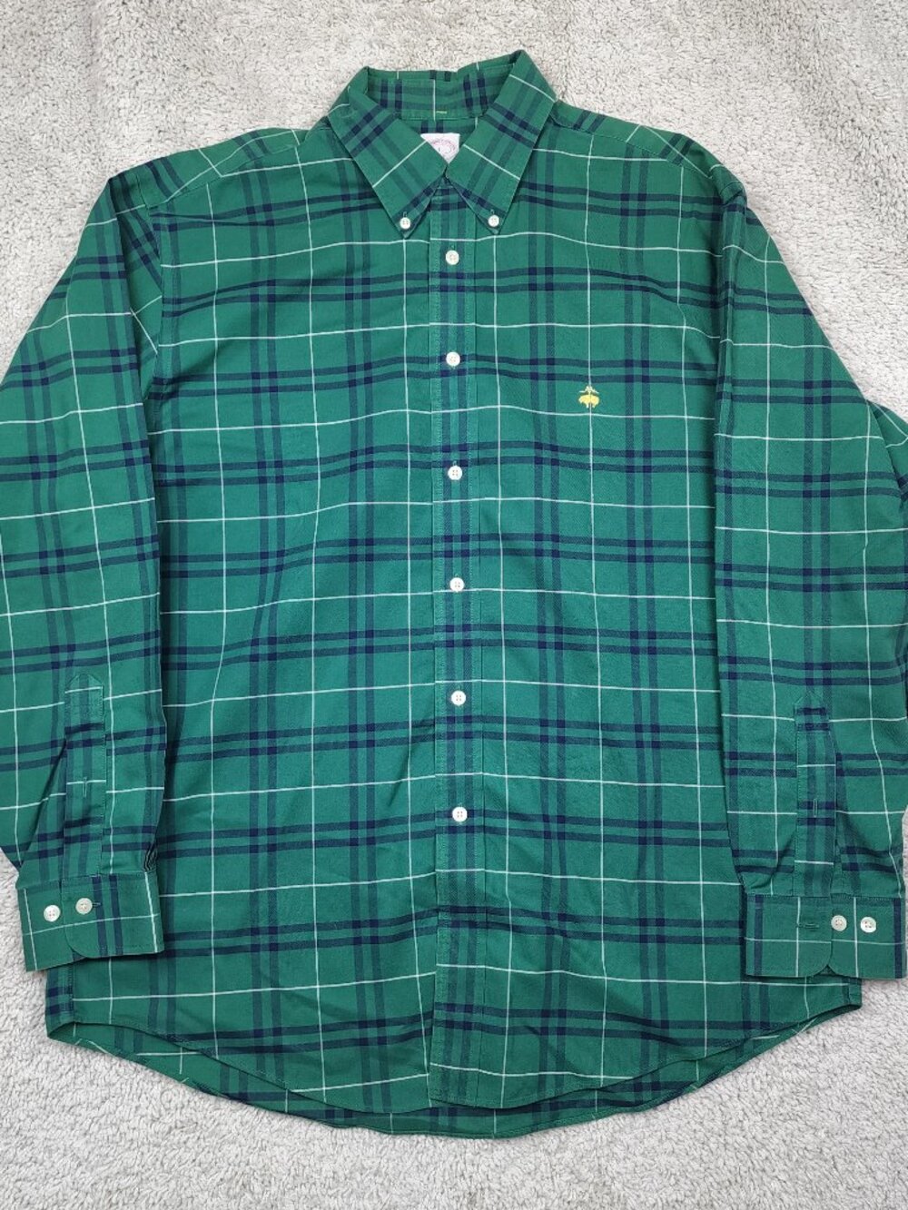 Brooks Brothers Button Down Shirt Mens Large L Green Oxford 100% Supima Made USA - Picture 1 of 6